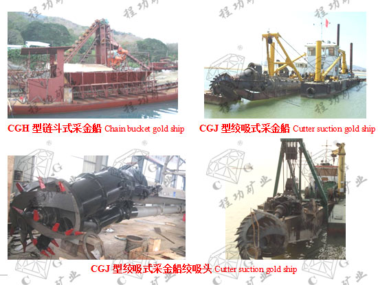 CGH型鏈斗式采金船Chain bucket gold ship  CGJ型絞吸式采金船Cutter suction gold ship  CGJ型絞吸式采金船絞吸頭Cutter suction gold ship